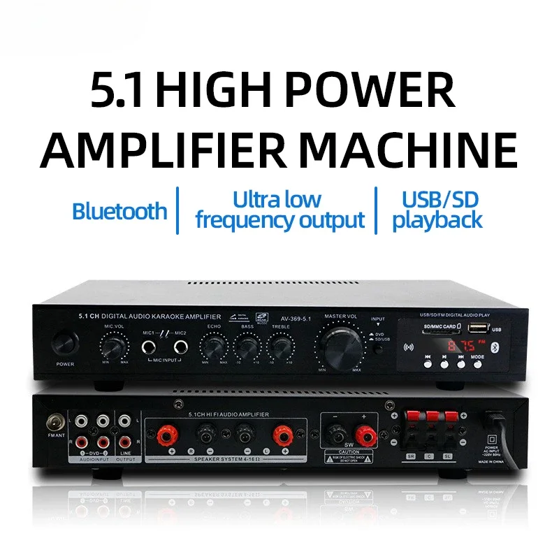 Home Cinema Bluetooth - AV-369BT Bluetooth 5.1 Sound Speaker AMP,Stereo
