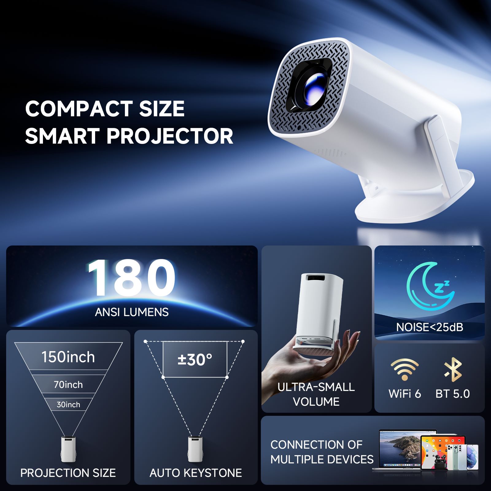 HONGTOP P30PRO Smart Mini Proj - Home Cinema Entertainment recension och pris