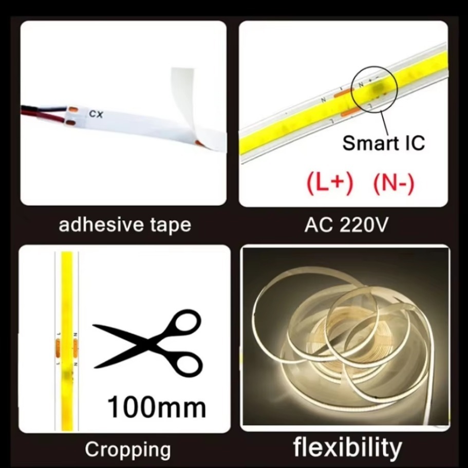 1-5m COB LED Light Strip 220V  - Home Cinema Led recension och pris