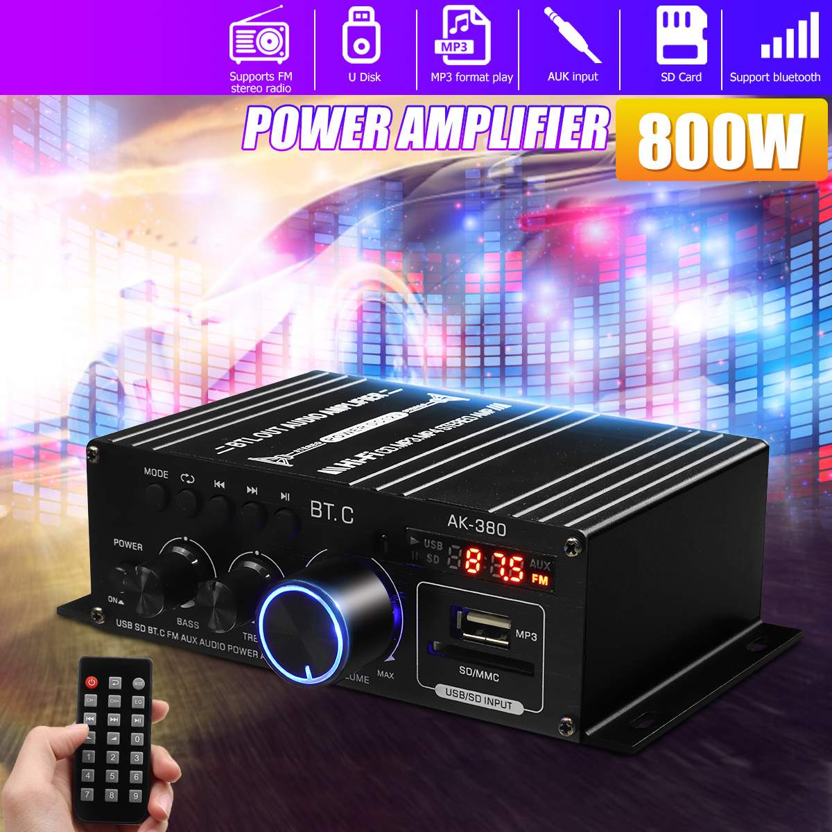 AK35 AK380 800W Home Power Amp - Home Cinema Bluetooth recension och pris