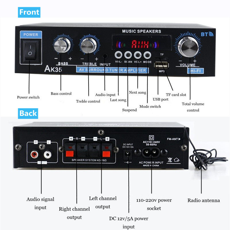 AK35 AK380 800W Home Power Amp - Home Cinema Bluetooth recension och pris