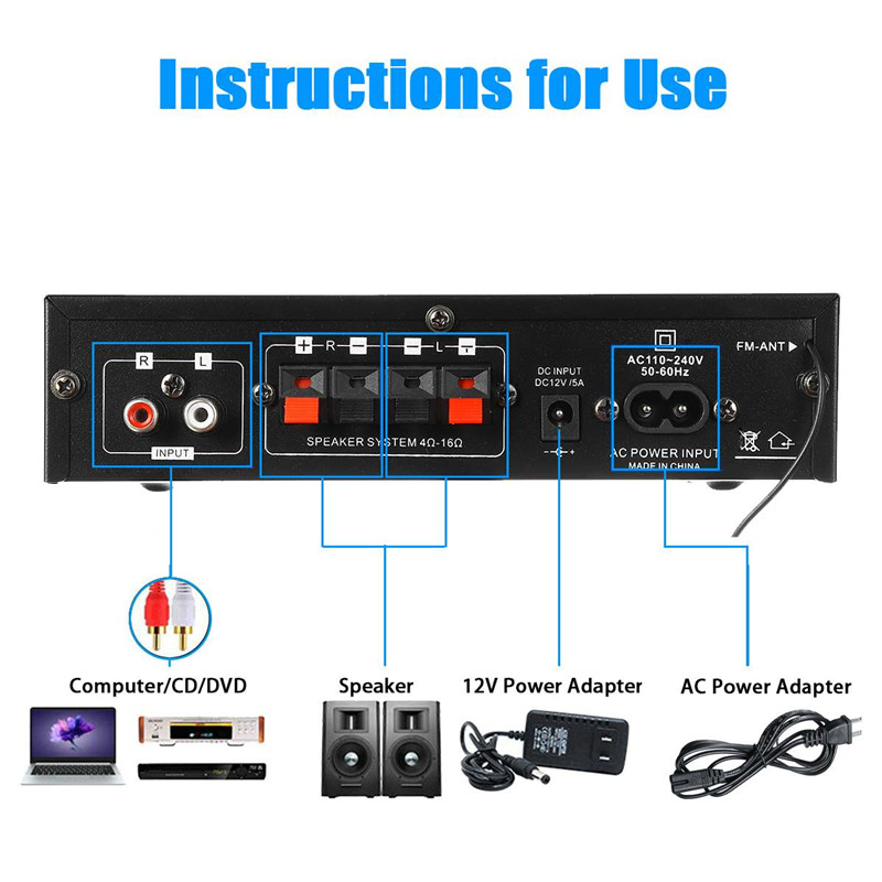 AK35 AK380 800W Home Power Amp - Home Cinema Bluetooth recension och pris
