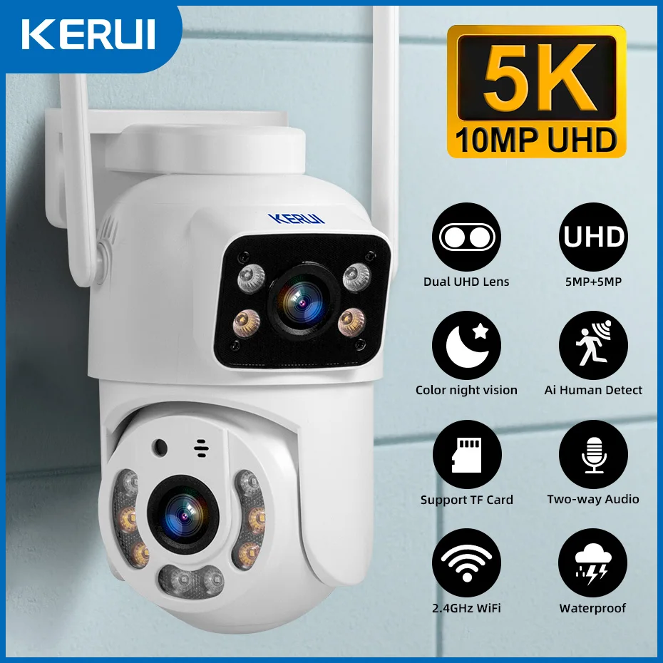 KERUI Dual Lens HD 10MP 5K PTZ - Home Cinema Outdoor recension och pris